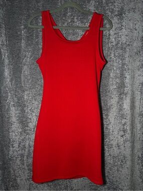 Roxy Red Cutout Bodycon Mini Dress Size Lg Y2K Sexy Fitted